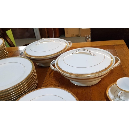 678 - Large Noritake Dinner Set, 110 Pieces in Classic Pattern; White with Gold Rim, Windsor 3782 / Richmo... 