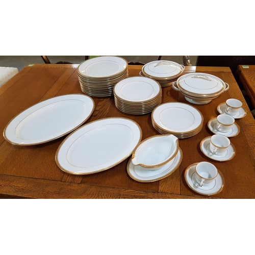 678 - Large Noritake Dinner Set, 110 Pieces in Classic Pattern; White with Gold Rim, Windsor 3782 / Richmo... 