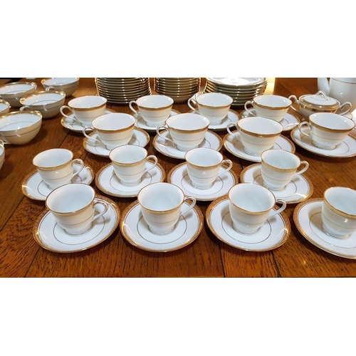 678 - Large Noritake Dinner Set, 110 Pieces in Classic Pattern; White with Gold Rim, Windsor 3782 / Richmo... 