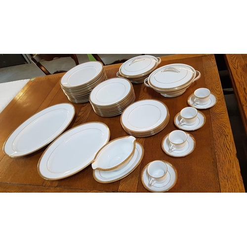 678 - Large Noritake Dinner Set, 110 Pieces in Classic Pattern; White with Gold Rim, Windsor 3782 / Richmo... 