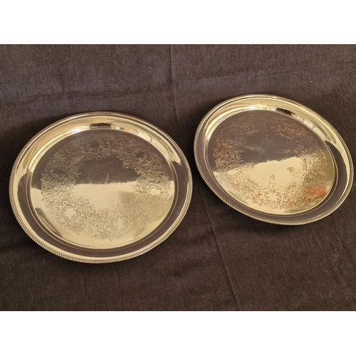 683 - Pair of Yeoman Plate Decorative Silver Plated Round Serving Trays, (Approx. Ø: 29.5cm), (2)