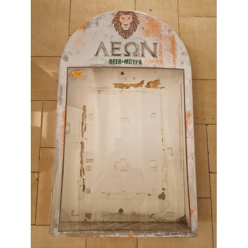 685 - Vintage Leon Beer Menu Display / Illuminated Showcase, Orange Finish Metal with Perspex Front, (Unte... 