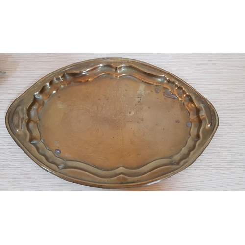 689 - 2 x Brass and White Metal Retro Trays, (a/f), (2)