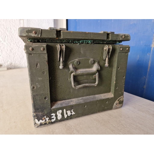 153 - Vintage Solid Wood Military Artillery Box, with Fitted and Padded Interiors, Carrying Handles and Cl... 