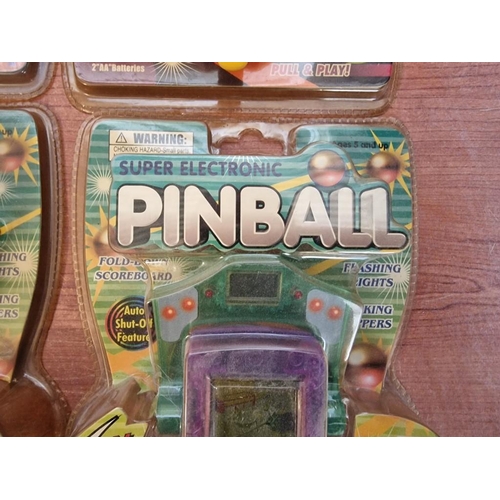 156 - Collection of 6 x Vintage Handheld Electronic Pinball Games, in Original Plastic Packaging, (Unused,... 