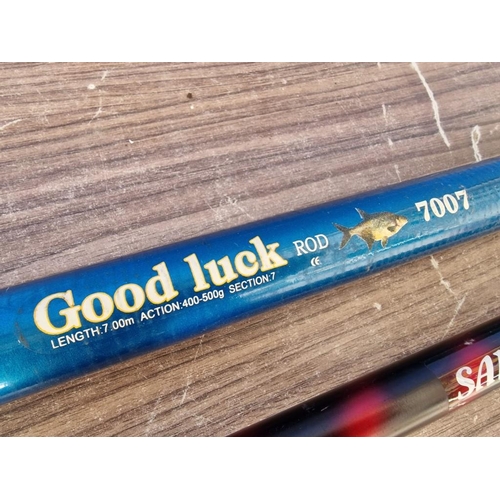 424 - 2 x Fishing Poles; 'Sangan Fantasy 6m' and 'Good Luck 7007 7m', (2)