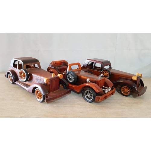 113 - Collection of Classic Vintage Car Wooden Models, (Approx. 36 x 13cm each), (3)