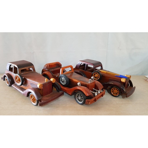 113 - Collection of Classic Vintage Car Wooden Models, (Approx. 36 x 13cm each), (3)