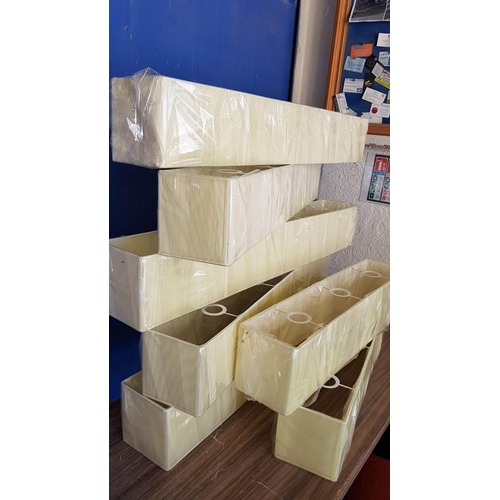 693 - Qty of Modern String Lamp Shades (Unused); 5 x Cream Colour Rectangular 4-Bulb (Approx. 100 x 15 x 1... 