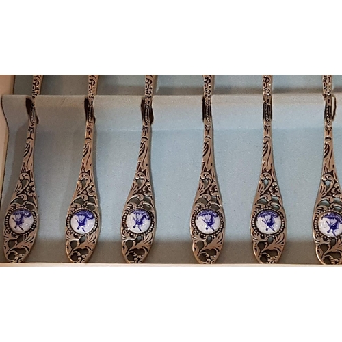 108 - Set of 6 x Decorative Vintage 'Geha' 'Old Dutch Windmill' Demitasse Spoons in Box