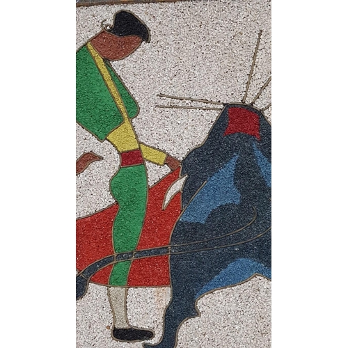 115 - 'Bull Fighter with Bull' Mid-Century Hand Craft Gravel Art, (Approx. 59 x 59cm)