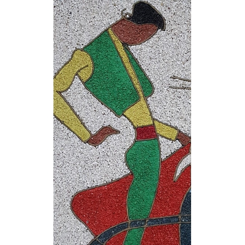 115 - 'Bull Fighter with Bull' Mid-Century Hand Craft Gravel Art, (Approx. 59 x 59cm)