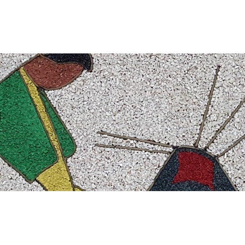 115 - 'Bull Fighter with Bull' Mid-Century Hand Craft Gravel Art, (Approx. 59 x 59cm)