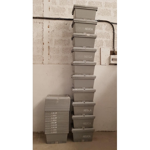 500 - Set of 10 x Nestable Grey Plastic Storage / Shipping Containers with Lids, Adapted to be Reinforced ... 