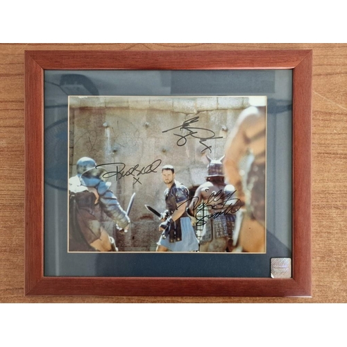 93 - Framed Signed Gladiator Photograph, by Russel Crowe, Ridley Scott, Joaquin Phoenix, Richard Harris a... 