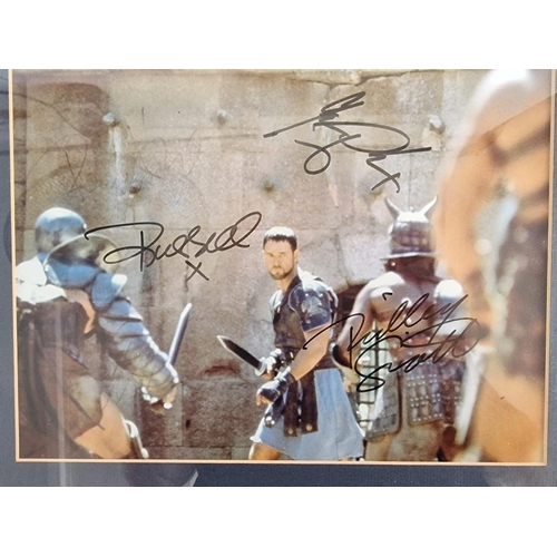 93 - Framed Signed Gladiator Photograph, by Russel Crowe, Ridley Scott, Joaquin Phoenix, Richard Harris a... 