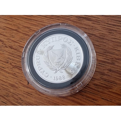 10 - Cyprus Silver Coin Set; 1988 Olympic Games Proof Coins, £1 and 50 Cents in Capsules and Presentation... 