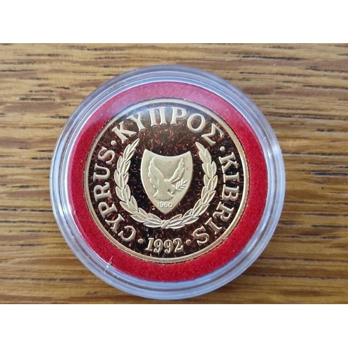 8 - Cyprus Gold Coin; (1992) £20 Proof 'Cyprus Museum' 22ct Gold, 7.9881g, Ø: 22.05mm, Limited Edition o... 