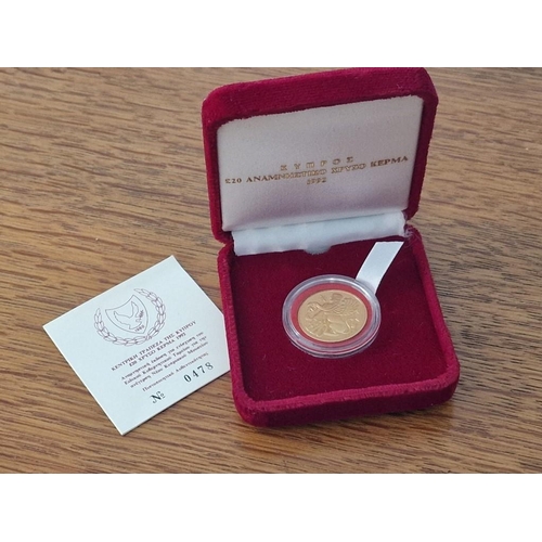 8 - Cyprus Gold Coin; (1992) £20 Proof 'Cyprus Museum' 22ct Gold, 7.9881g, Ø: 22.05mm, Limited Edition o... 