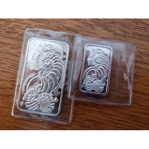 95 - 2 x 'PAMP' Suisse .999 Fine Silver Ingots / Silver Bars or Bullion; One Troy Ounce and Half Ounce, L... 