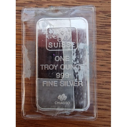 95 - 2 x 'PAMP' Suisse .999 Fine Silver Ingots / Silver Bars or Bullion; One Troy Ounce and Half Ounce, L... 