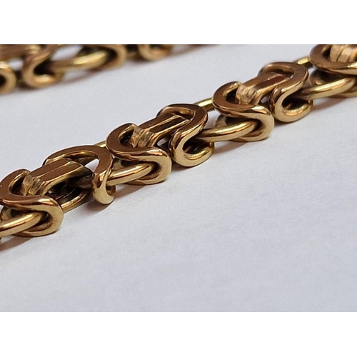 19 - Elegant and Heavy 9ct Gold Byzantine Link Necklace, (Approx. L: 52cm, 45.5g)