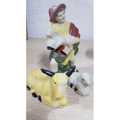 91 - Christmas Ceramic Nativity Scene Figurines, (9)