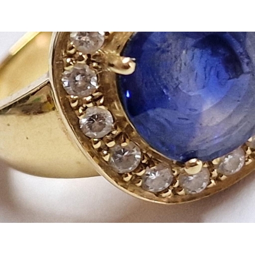 75 - Stunning 18ct Gold, Ceylon Sapphire and Diamond Ring; 2.026ct Sapphire, (Rectangular Cut with Rounde... 