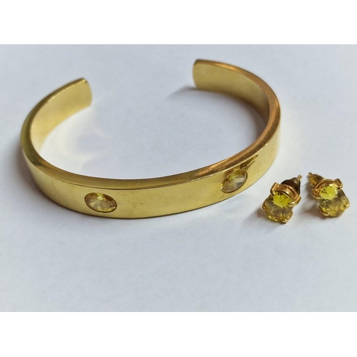 80 - 18ct Gold Bangle Bracelet with 2 x Oval Cut Yellow Sapphires, Each Approx. 7.5 x 5.7mm (Bracelet App... 