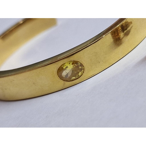 80 - 18ct Gold Bangle Bracelet with 2 x Oval Cut Yellow Sapphires, Each Approx. 7.5 x 5.7mm (Bracelet App... 