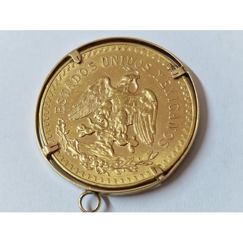 17 - Mexican 50 Pesos Gold Coin, (21.6ct Gold, 36mm, 41.67g with 37.5g Pure Gold Content), Set in 18ct Ro... 