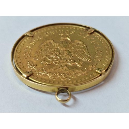 17 - Mexican 50 Pesos Gold Coin, (21.6ct Gold, 36mm, 41.67g with 37.5g Pure Gold Content), Set in 18ct Ro... 