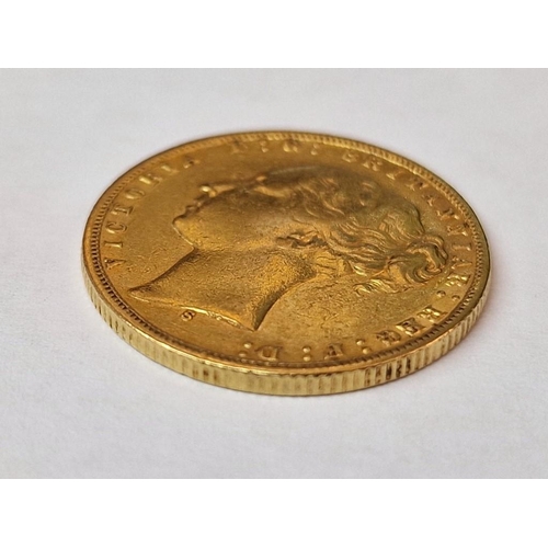 20 - British 1874 S Queen Victoria 'Young Head' One Sovereign (Full) Gold Coin, (Approx. 7.98g, Ø: 22mm, ... 