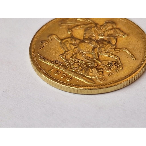 20 - British 1874 S Queen Victoria 'Young Head' One Sovereign (Full) Gold Coin, (Approx. 7.98g, Ø: 22mm, ... 