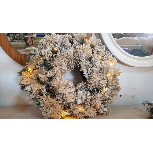 31 - Christmas Decoration; Wall / Door Wreaths, One with Lights, (Ø: 55cm), the Other with Pine Cones (Ø:... 