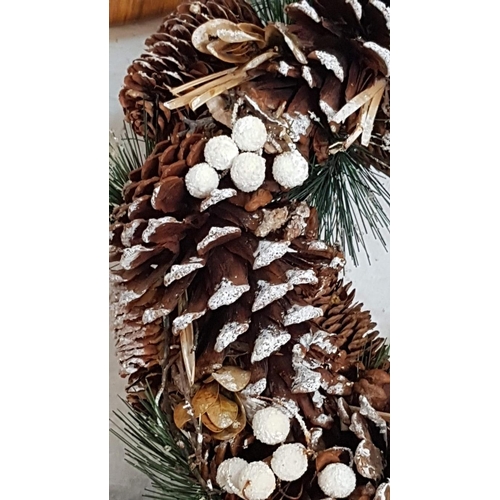 31 - Christmas Decoration; Wall / Door Wreaths, One with Lights, (Ø: 55cm), the Other with Pine Cones (Ø:... 