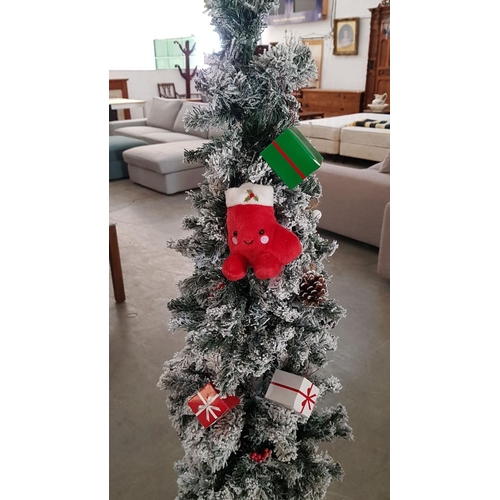 46 - Frosted Effect Christmas Tree with Some Decorations, (Approx. H: 155cm), with Metal Stand