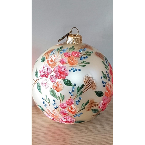 61 - 'Komozja' Multi-Colour Glass Floral Pattern Christmas Bauble / Ornament, Hand Made, (Approx. Ø: 10cm... 