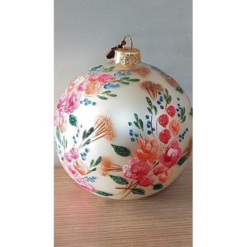 61 - 'Komozja' Multi-Colour Glass Floral Pattern Christmas Bauble / Ornament, Hand Made, (Approx. Ø: 10cm... 