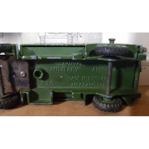 83 - Display Cabinet with Collection of Vintage DINKY TOYS Die Cast Model Tanks, Army Trucks & Military M... 