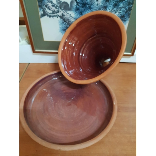 324 - Large Cookware Pyrex with Lid and Terracotta (Clay?) Tajine Style Dish