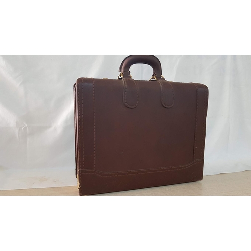 210 - Vintage Brown Leather Heritage Combination Lock Doctors Bag / Briefcase / Hard Case. (A/F Few Minor ... 