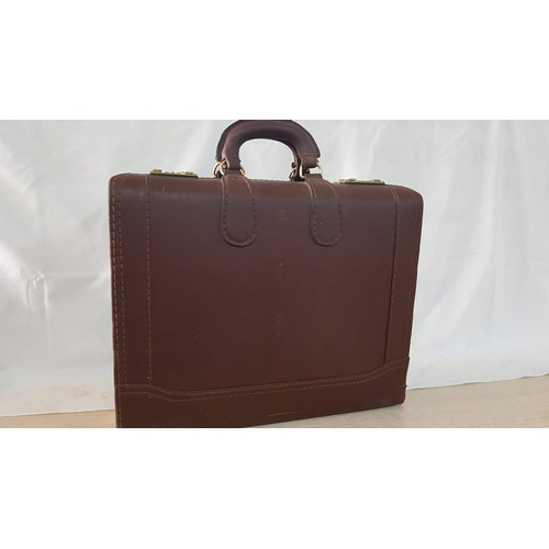 210 - Vintage Brown Leather Heritage Combination Lock Doctors Bag / Briefcase / Hard Case. (A/F Few Minor ... 