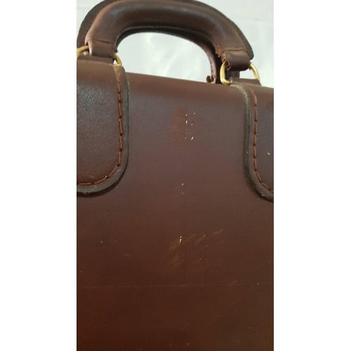 210 - Vintage Brown Leather Heritage Combination Lock Doctors Bag / Briefcase / Hard Case. (A/F Few Minor ... 