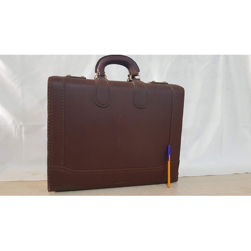 210 - Vintage Brown Leather Heritage Combination Lock Doctors Bag / Briefcase / Hard Case. (A/F Few Minor ... 