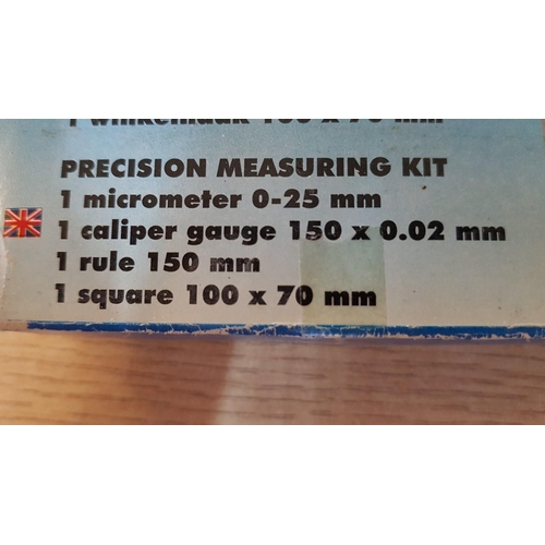 245 - 'Elem Technic' Precision Measuring Kit (Micrometer, Caliper Gauge, Rule, Square) in Plastic Case.