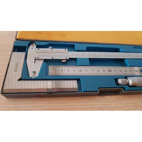 245 - 'Elem Technic' Precision Measuring Kit (Micrometer, Caliper Gauge, Rule, Square) in Plastic Case.