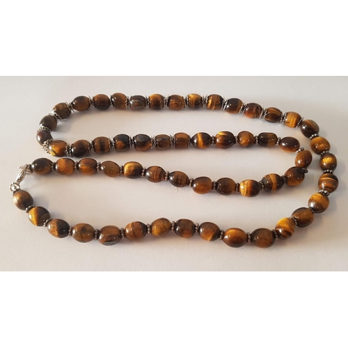 246 - Long Tigers Eye Beaded Necklace, (Approx. L: 165cm)