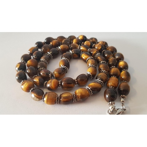 246 - Long Tigers Eye Beaded Necklace, (Approx. L: 165cm)