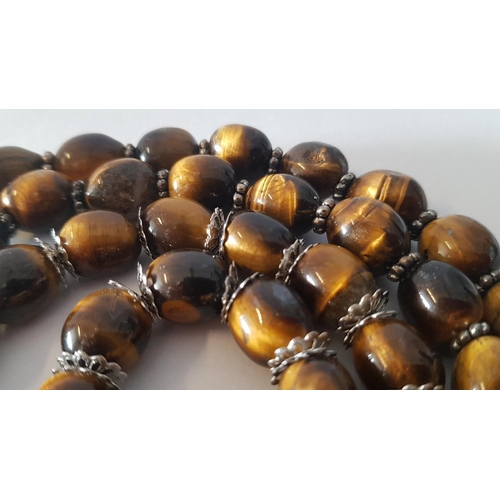 246 - Long Tigers Eye Beaded Necklace, (Approx. L: 165cm)